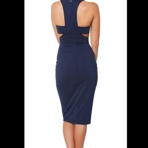 T by Alexander Wang Navy Blue Cutout Midi Dress